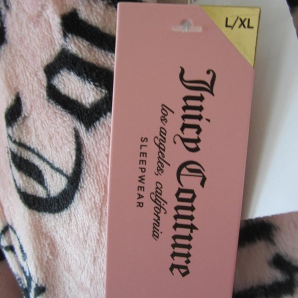 Juicy Couture Hooded Bathrobe Robe Crown Pink Black Sleepwear Women - Picture 4 of 5
